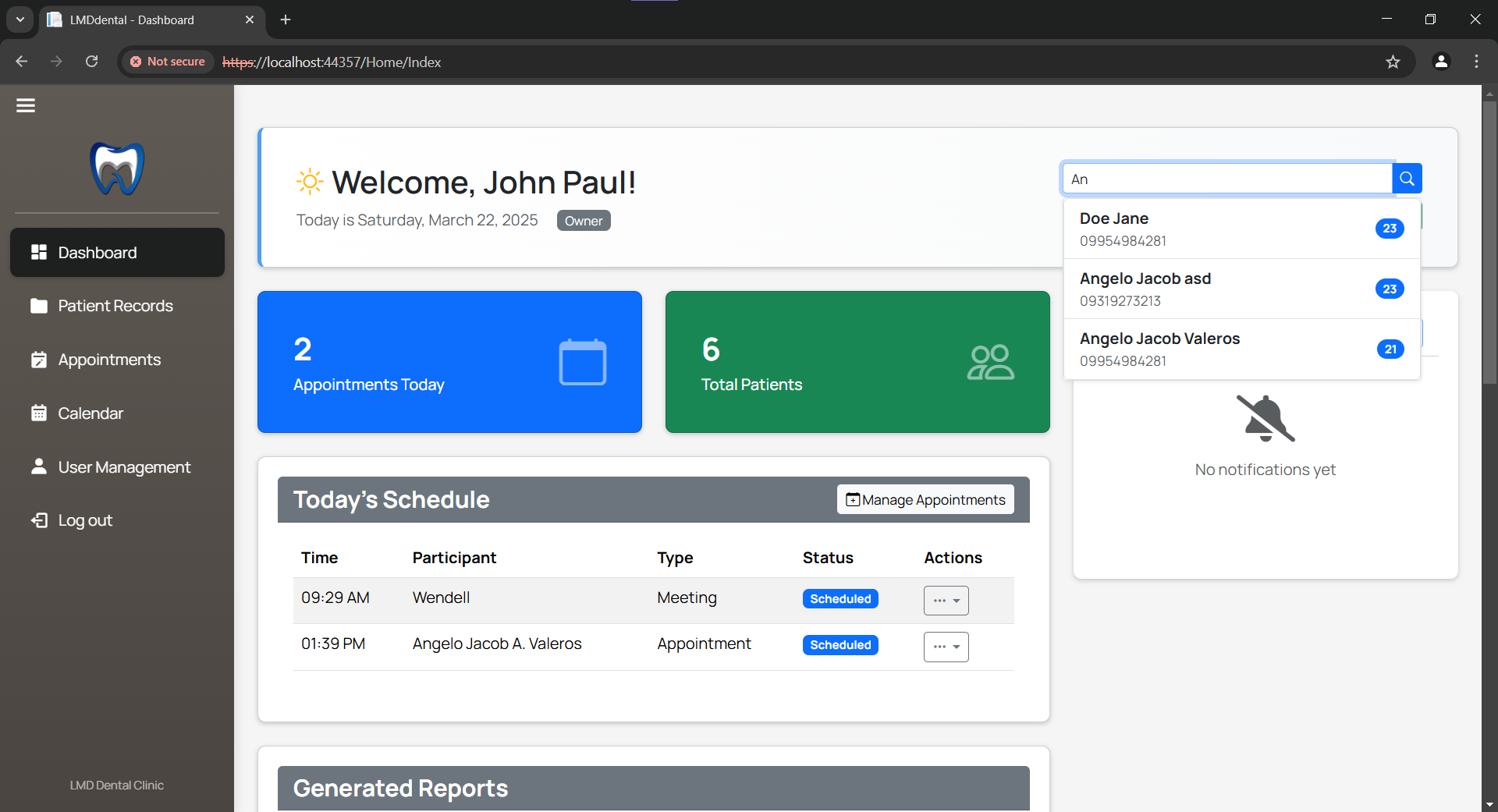 LMD Patient Hub Screenshot